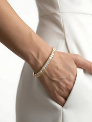 Golden Radiance Baguette Tennis Bracelet